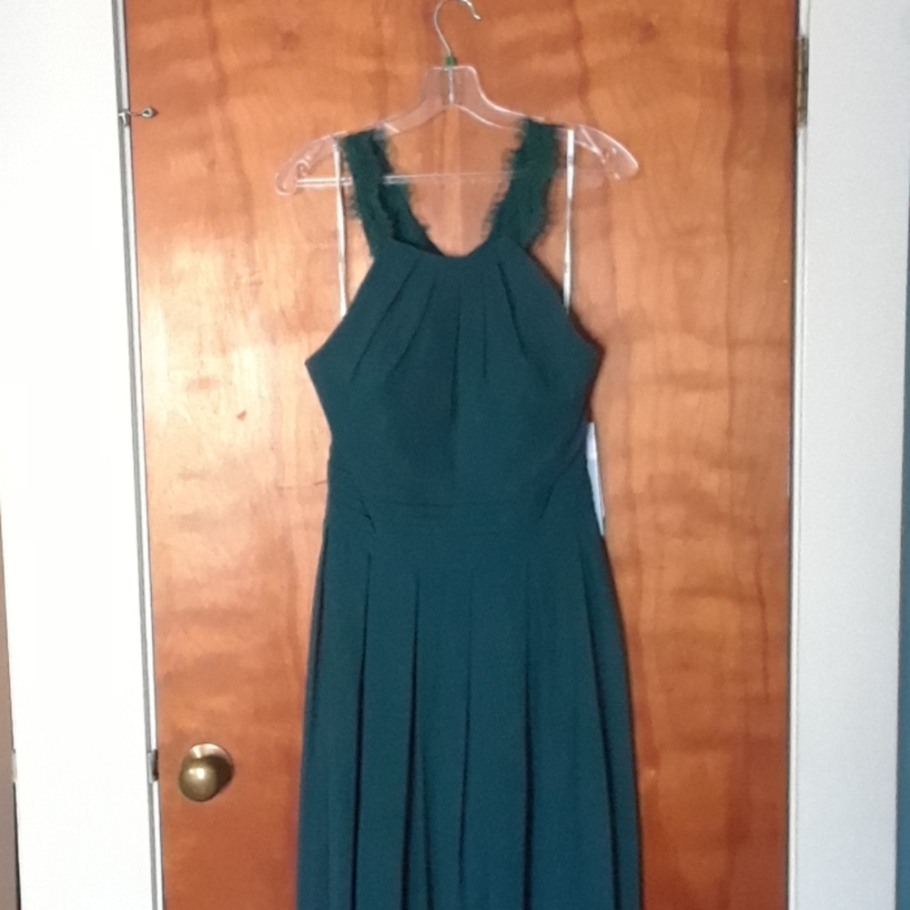 High neck chiffon dress